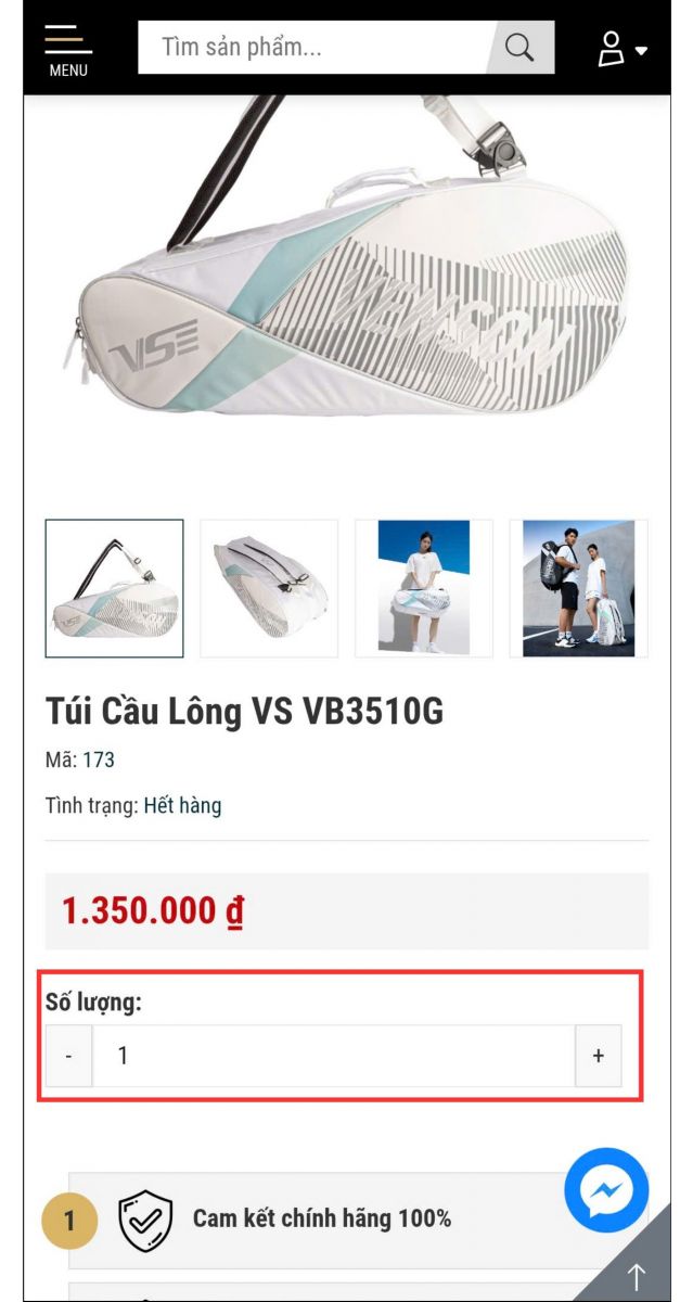 Lựa chọn số lượng sản phẩm muốn mua