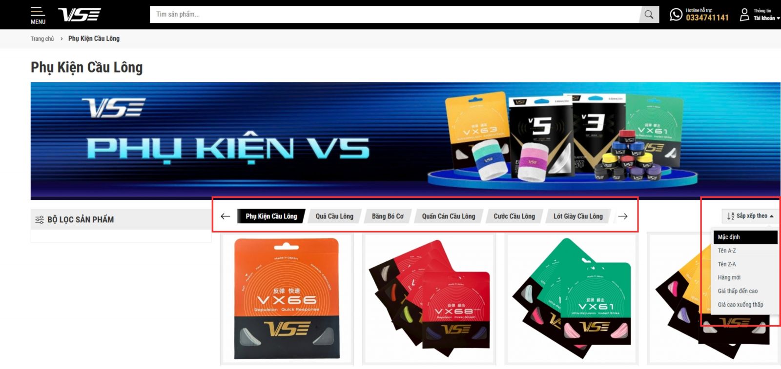 Sắp xếp sản phẩm trên website