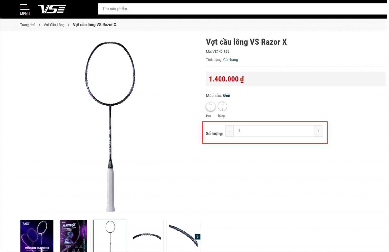 Lựa chọn số lượng sản phẩm muốn mua