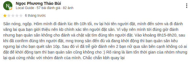 Đánh giá trải nghiệm khách hàng tại sân 291