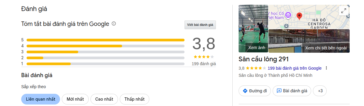Đánh giá trải nghiệm khách hàng tại sân 291